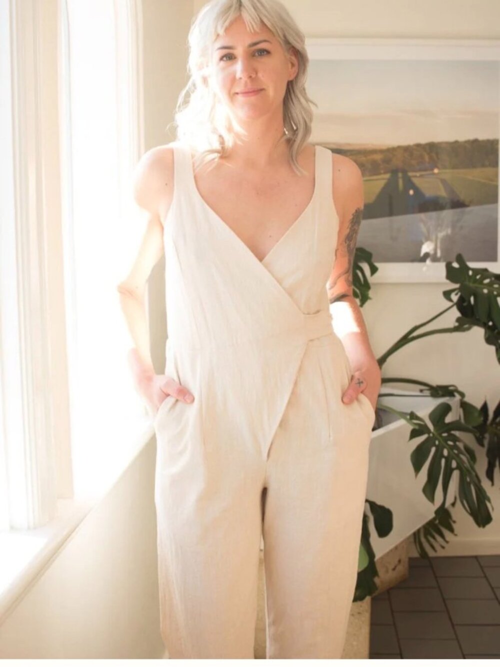 Eve Gravel Lopez Wrap Jumpsuit Lucky Green Size L OEKO-TEX Cotton